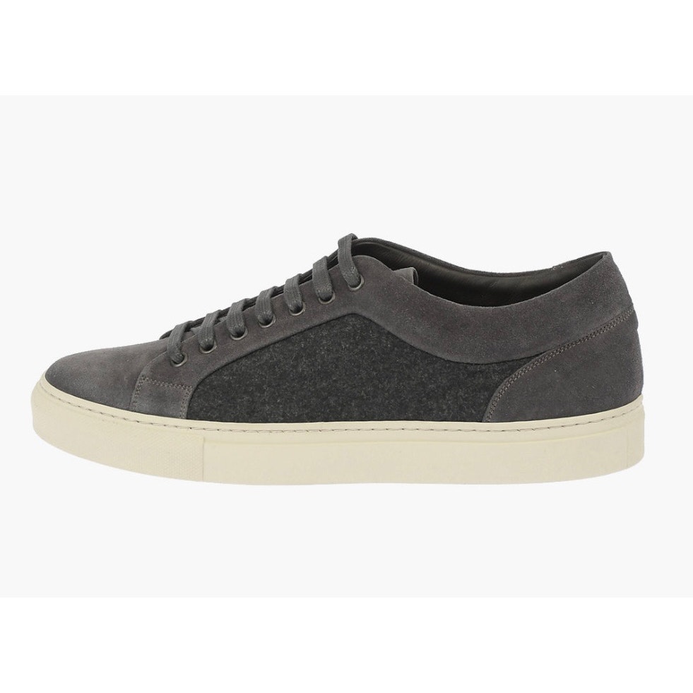 Corneliani Id Leather And Wool Sneakers - Brown/Gray - Size 9 - X4
